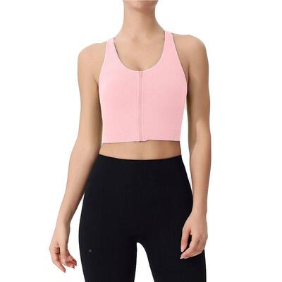 前拉链美背健身胸背心防震跑步拢瑜伽文一聚N2281体垫固定杯胸运