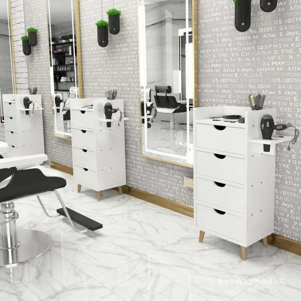 带理发具柜发工具台美发工店工具车抽屉锁式镜台柜LJ子剪发廊柜