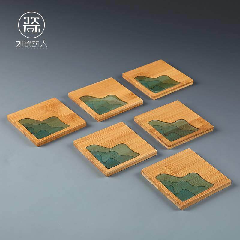 杯垫功夫茶具零配件中式竹制茶杯垫茶道茶杯竹垫创意隔热茶托套装