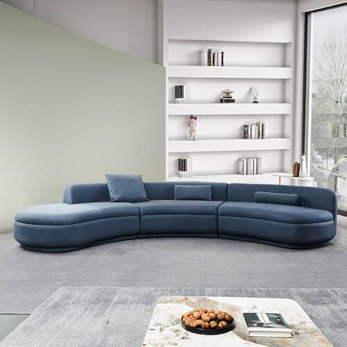 欧布艺沙发意式现代LJT-F880简计约创意设大平层转角师弧北形布艺