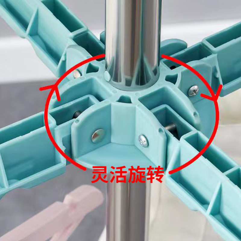 免打孔伸缩晾衣架阳台落地式折叠挂衣架家用简易尿布架旋转晾衣架