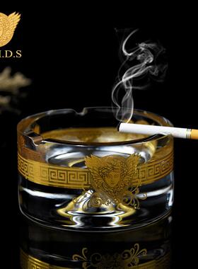 美杜莎 欧式创意新款手工烟灰缸家用办公室水晶玻璃加厚大号烟缸