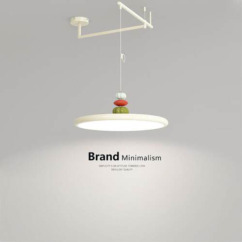 餐式厅灯吊奶油风飞碟吧谱台摇臂吊灯现代简约DM582全光护眼法饭