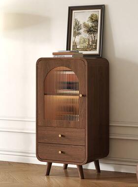 复风储餐边斗柜客IWI厅卧靠墙室置物物收古纳柜电视旁边柜床尾矮