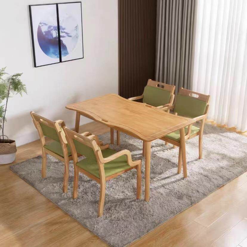 养老院餐桌椅适老椅带扶手实木圆角餐桌椅子老人椅子适老家具