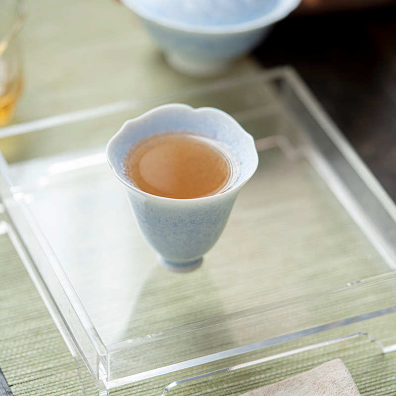 结晶蓝窑变花口主人杯茶杯品茗杯功夫茶具茶盏闻香杯高温陶瓷单杯