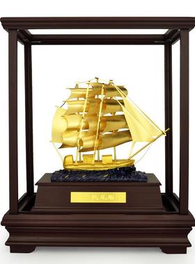 正品足金箔画 一帆风顺帆船 摆乔迁新礼品轻奢搬家开业金高档居玄