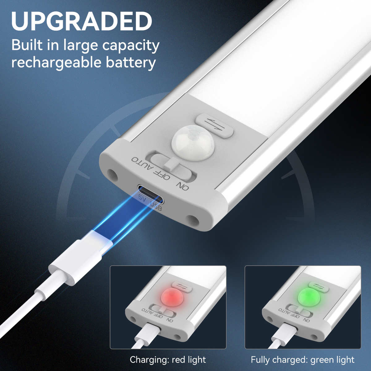 25年众信超薄人体感应灯带自粘LED酒柜鞋柜小夜灯充电灯条橱柜灯