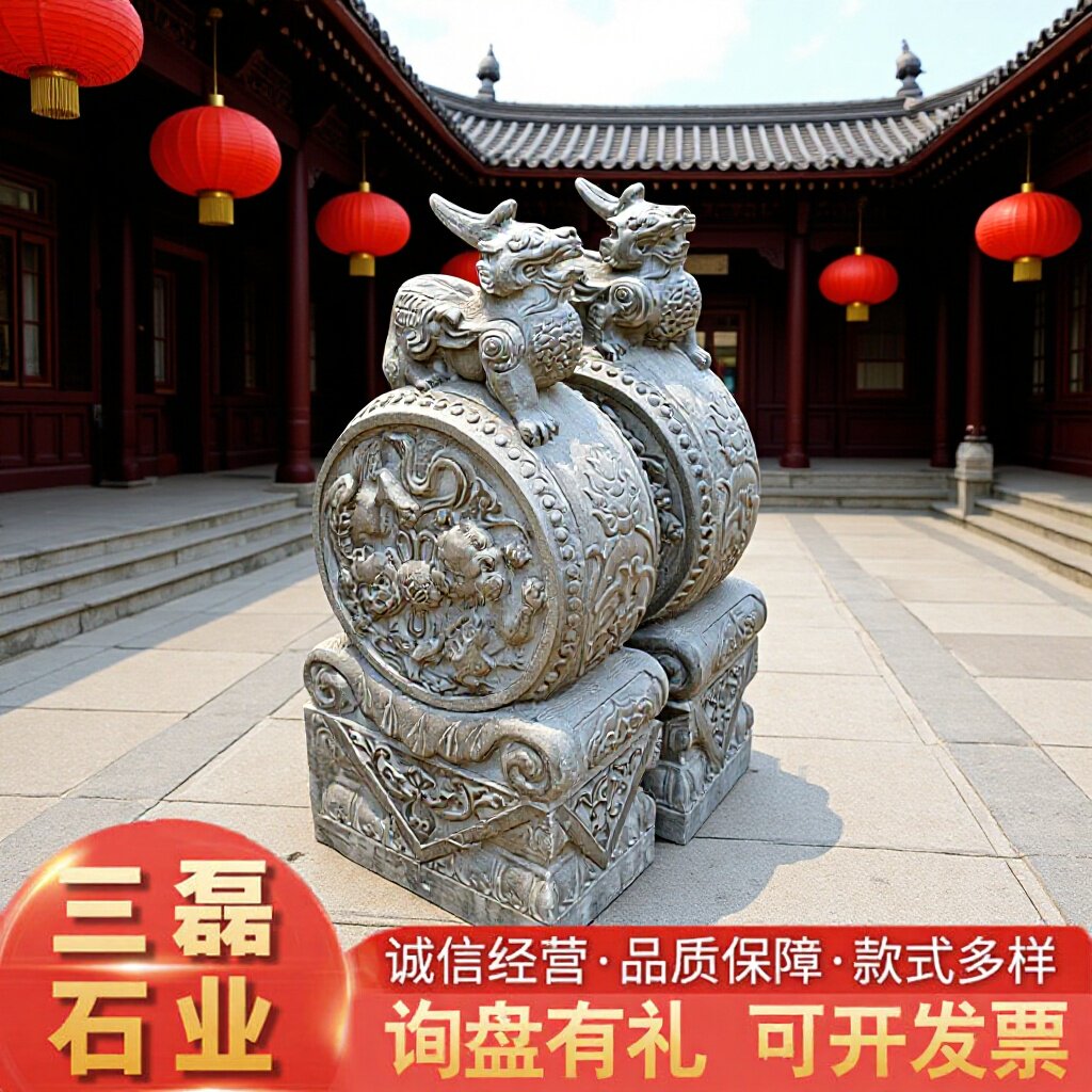 石雕青石门墩一对麒麟复古怀旧酒店家门口摆件仿古抱鼓石小象貔貅图片