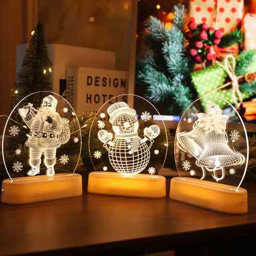霓虹灯造型摆圣JQJ围诞节装饰品房间氛灯布置3D小夜灯件EDL彩灯牌