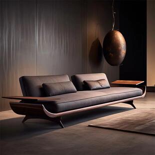 需定制新中式北美胡桃木实木沙发卡座酒店客厅高端罗汉床别墅民宿