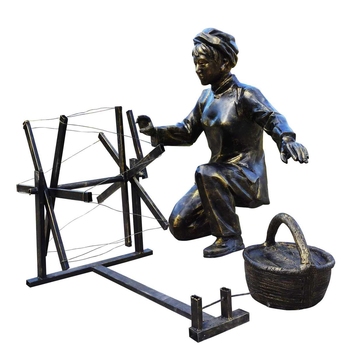 玻璃钢铸铜民俗人物日常生活雕塑户外农家院公园小区商区广场摆件