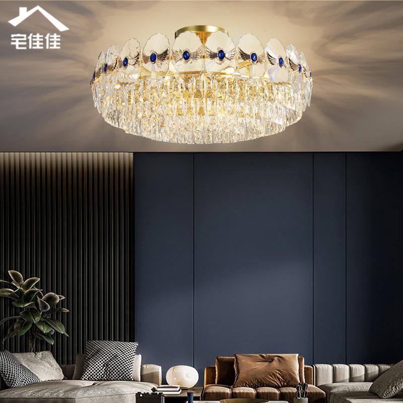 后现代吸顶灯轻奢水晶客厅灯现代吊灯简约温馨卧室灯全铜灯具