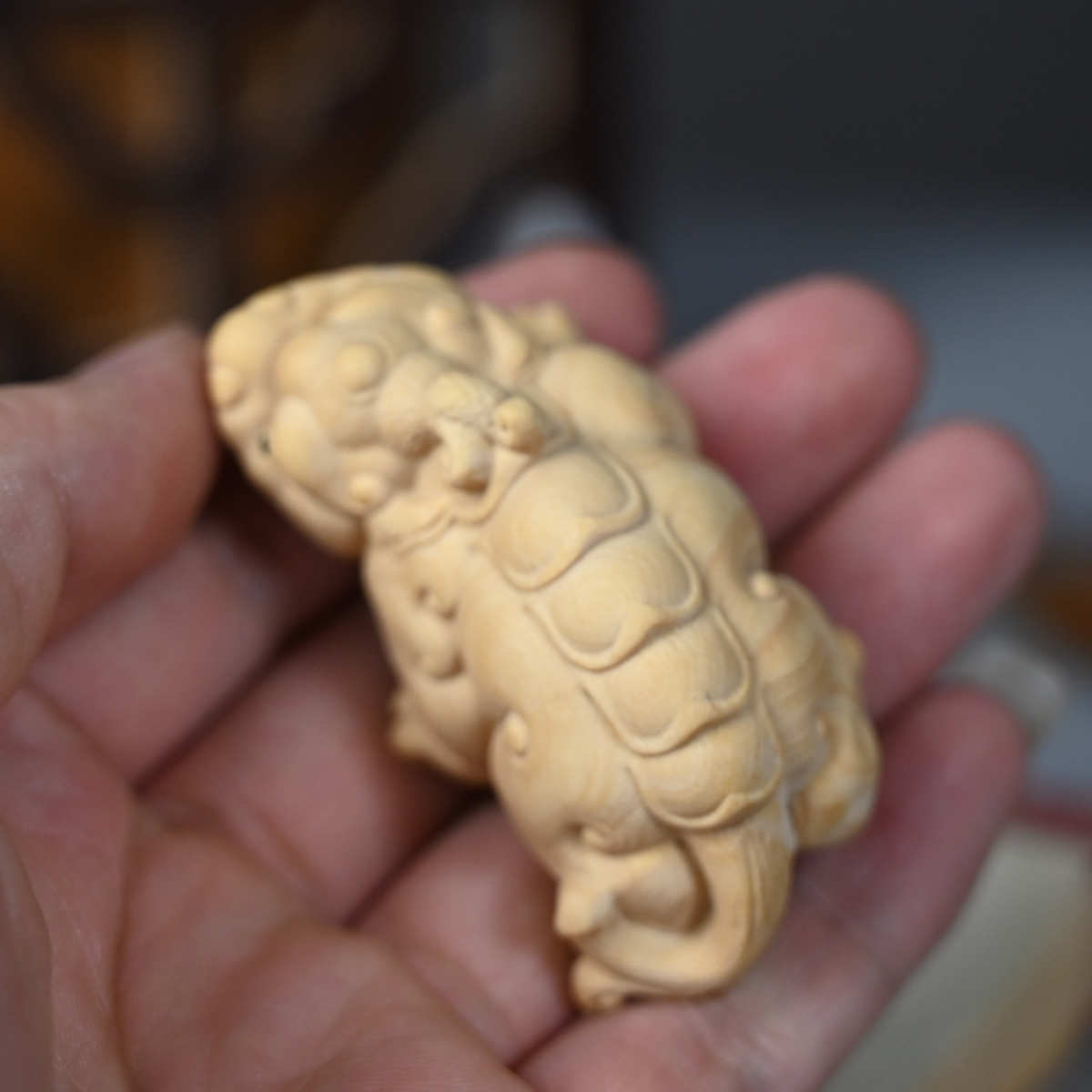 小叶黄杨木小可爱貔貅手把件木质工艺品书房桌面摆饰品装饰品礼品