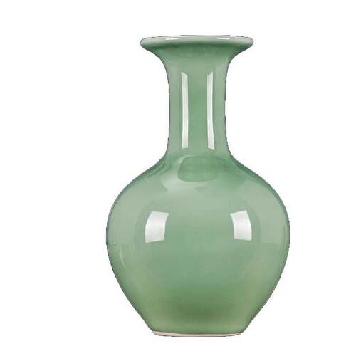 景德镇陶瓷器花瓶青釉仿古中式插花居家摆件客厅博古架玄关电视柜