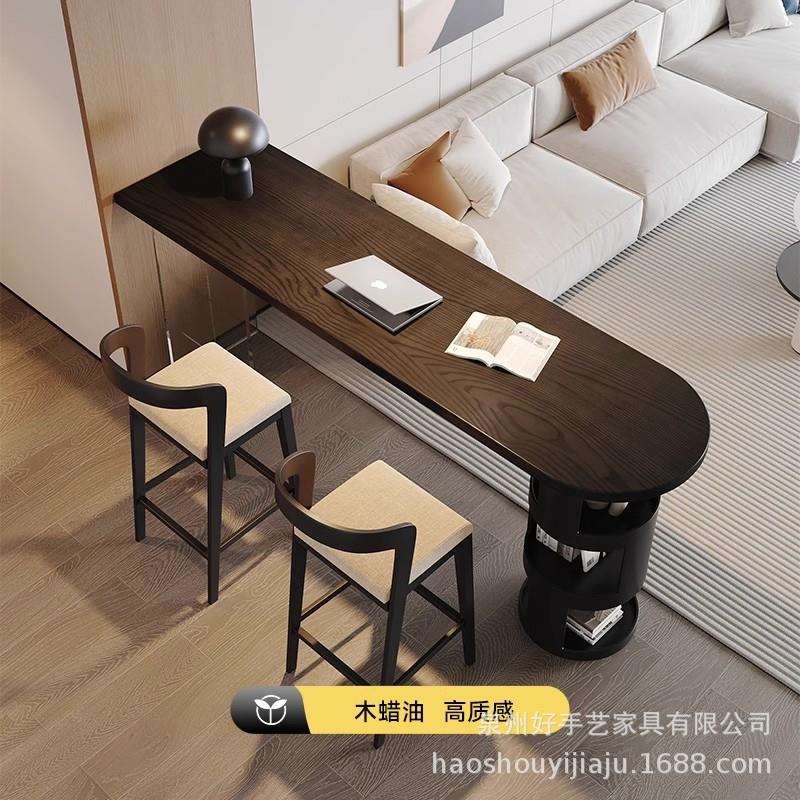 法式实木吧台桌亚克力长条桌沙发吧台边柜靠墙客厅隔断创意高脚桌