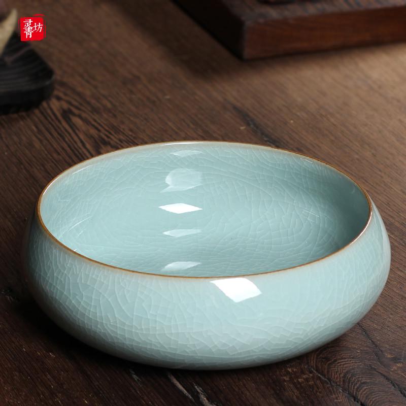 ALI6青瓷茶具茶洗陶瓷杯洗笔洗哥窑冰裂纹开片水洗大号茶道烟灰缸