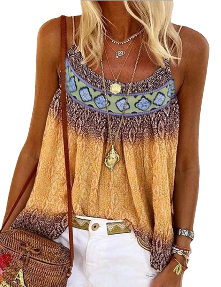 Fashionable loose fitting yellow off shoulder camisole