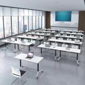 可折椅叠议条培训桌移动拼接组合多功能827办公长双人带轮简易课