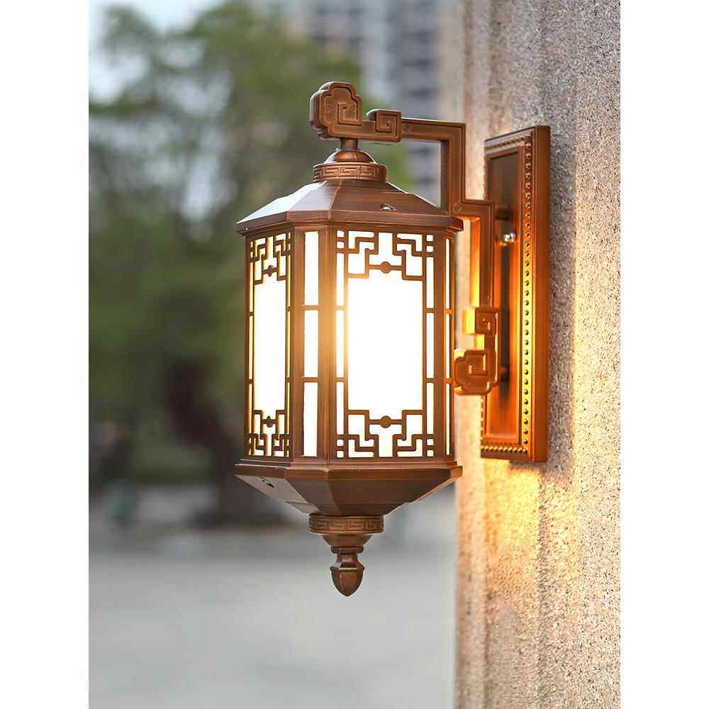 阳台壁灯室外庭院别墅大门口灯新中式走廊户外防水露台太阳能墙灯