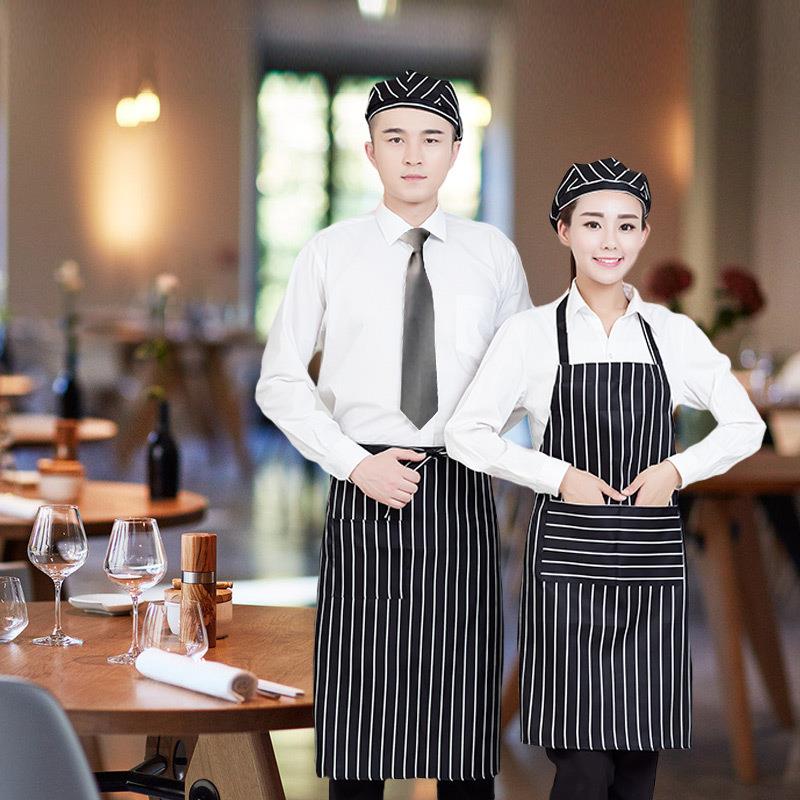 厂家条纹蛋糕西餐咖啡店服务员成人广告围裙半身围裙