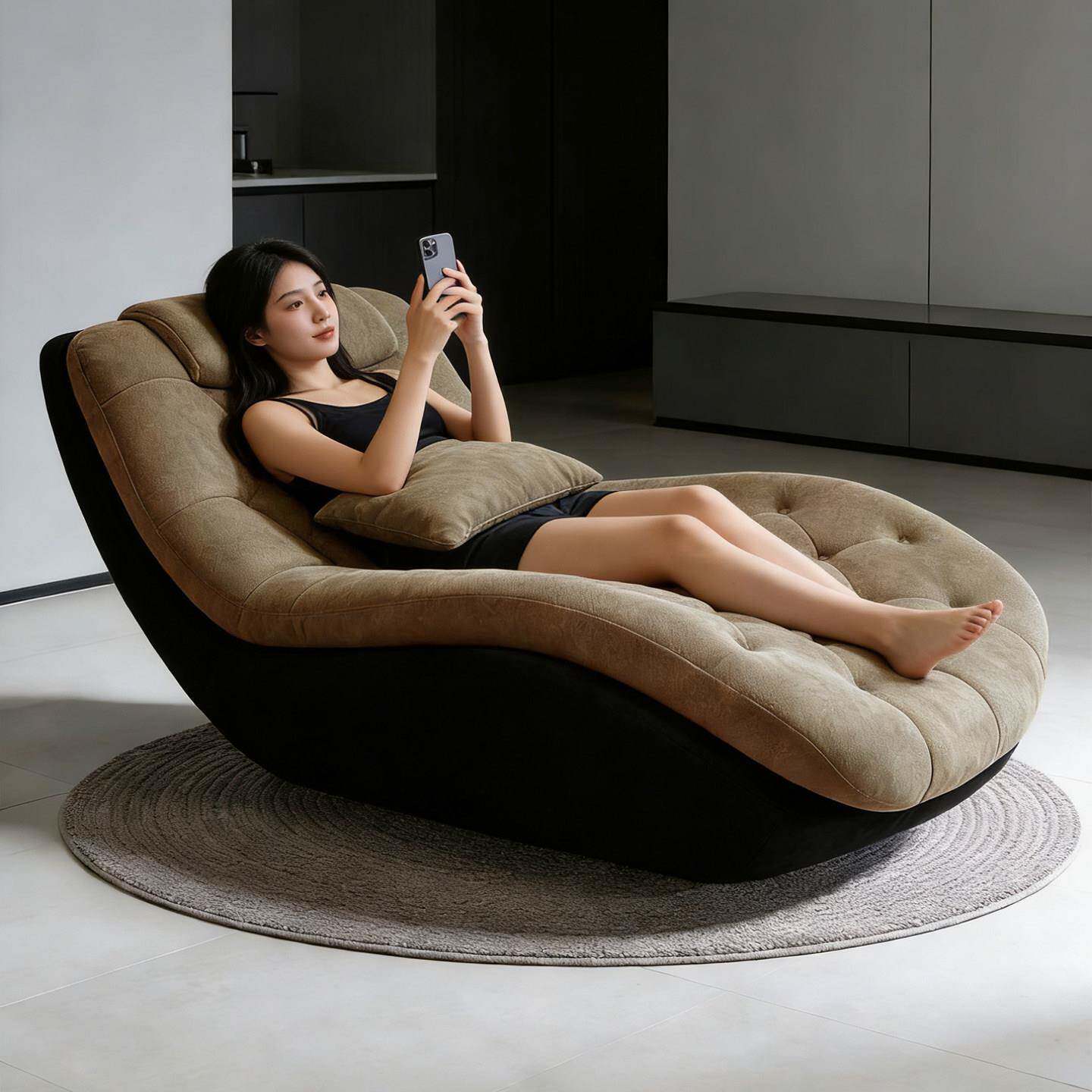 布艺零重力懒人沙发椅客厅意式轻奢单人贵妃躺椅阳台卧室贵妃榻