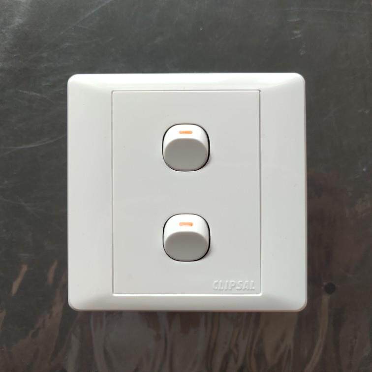 奇胜E2000二开单控开关小豆双联拇指开关10A250V按钮双开86型白色