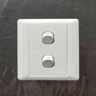 奇胜E2000二开单控开关小豆双联拇指开关10A250V按钮双开86型白色