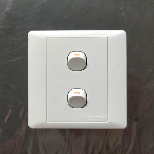 奇胜E2000二开单控开关小豆双联拇指开关10A250V按钮双开86型白色