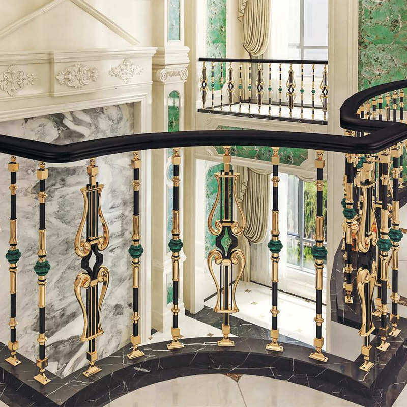 厂家批发欧式楼梯花立柱复式别墅铝合金楼梯栏杆旋转护栏扶手配件