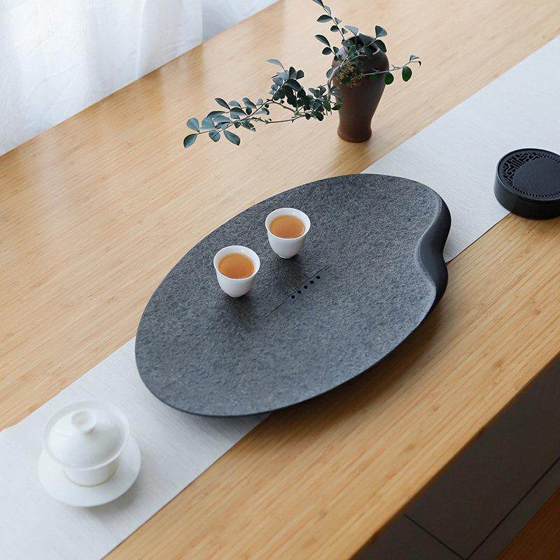 闻石高端天然整块乌金石茶盘家用客体新中式石头茶台天罗绿小茶盘