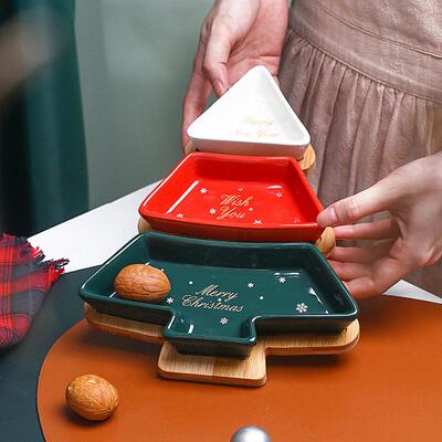 Nordic Christmas Ceramic Turntable Snack Tray