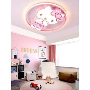 儿童房灯女孩公主房间Kitty猫卧室灯水晶粉色led卡通护眼吸顶灯具