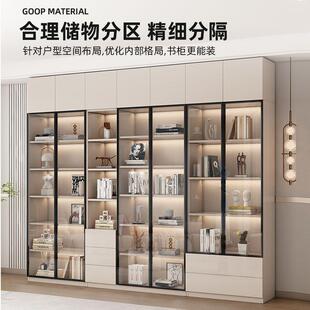 简约111家客厅收纳储物办公墙展示书柜一用体柜组合玻璃门落地靠