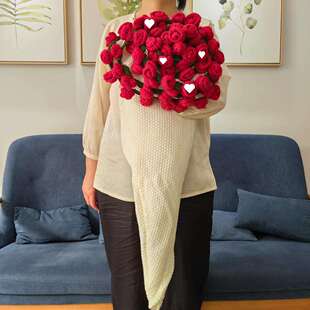 玫瑰花束毯子成品手工编织毛线毯团钩织花朵毛毯花勾针毯爱爱毯送