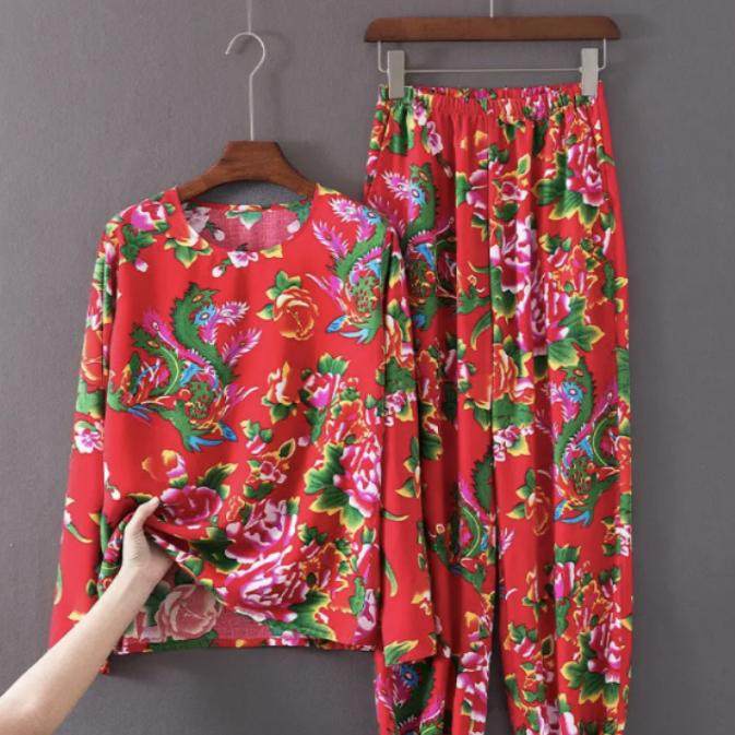 东北大花套装马甲灯笼裤民族风广场舞二奶奶扭秧歌演出服打鼓衣服,女士内衣/男士内衣/家居服,睡袍/浴袍,淘宝优惠券,粉丝福利购,淘宝优惠卷