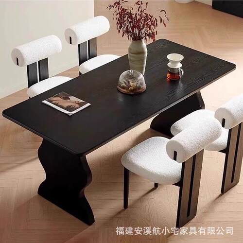 法式复古实木家用餐桌会客洽谈桌简约创意办公室工作台书桌办公桌