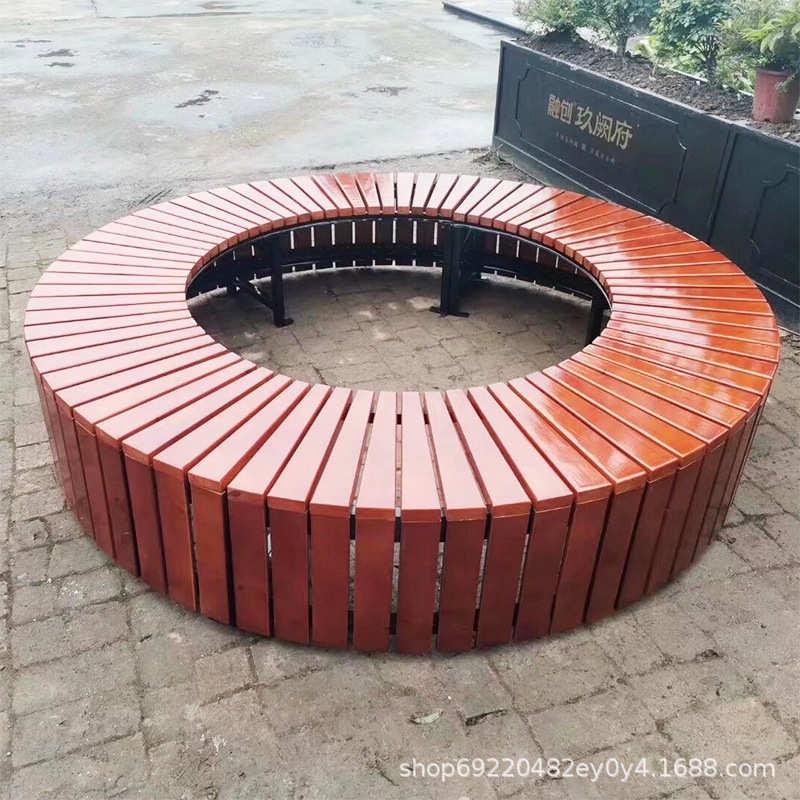 椅长凳椅室外木防腐公园桌椅围桌花坛树座椅木长椅座椅塑树户外围