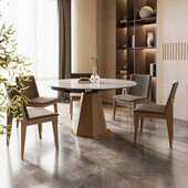 小户型岩板餐桌伸缩方变圆两用变形实木岩板圆餐桌侘寂风功能餐桌