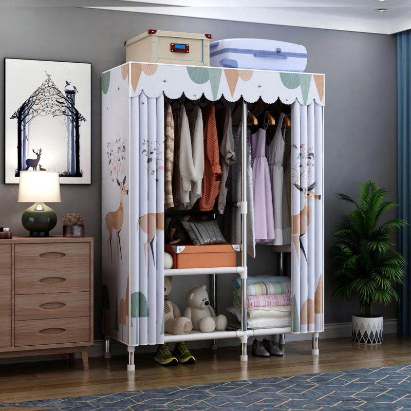 简易衣柜家用布衣柜大号钢管加粗加固牛津布艺柜单双人收纳架衣橱