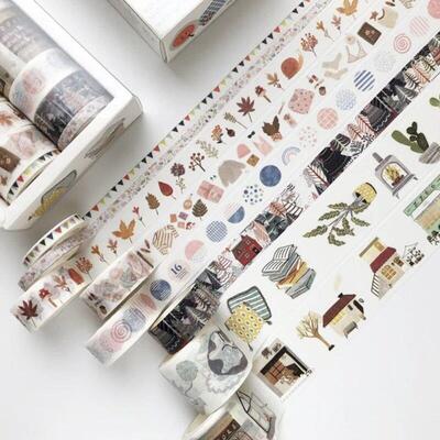 8pcs/set Blue Washi Tape Scrapbook DIY Decorative Masking T