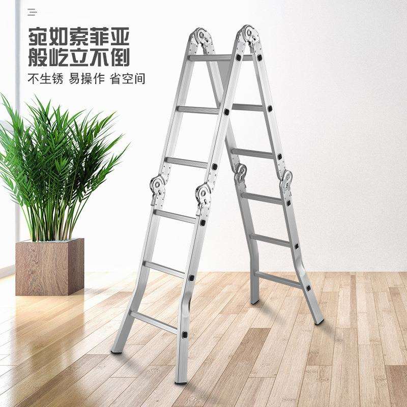 厂家直供家用折叠伸缩铁梯加厚加宽梯移动楼梯多用途止滑踏板扶梯