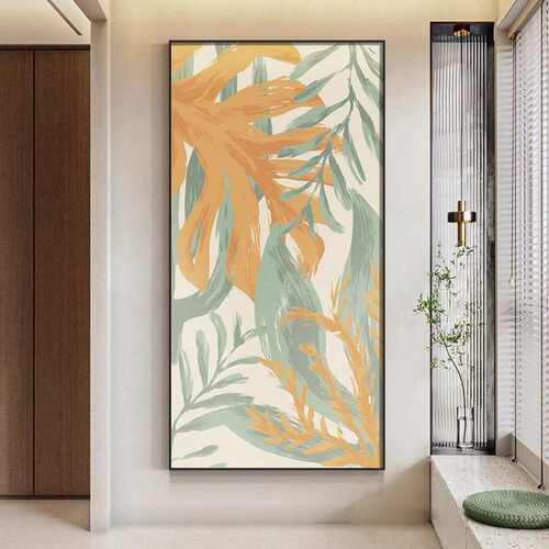 现代绿装饰画抽象过道玄关奶油入户北欧风壁画挂画进门走廊简约植