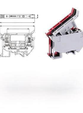 Uk5-Hesi保险丝端子座Uk5Rd导轨220V24V带轻保险丝0.25-4mm