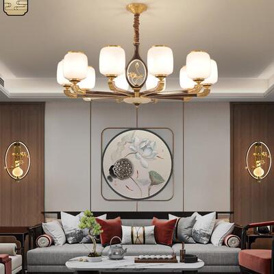 新中式吊灯新款全铜客厅卧室灯简约中国风餐厅灯具全屋套餐组合