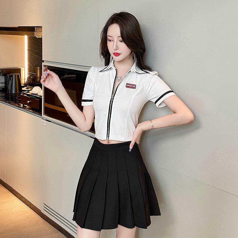 衬衣百褶裙工作服女工衣沐足美容师养生馆技师服技师夜场女装