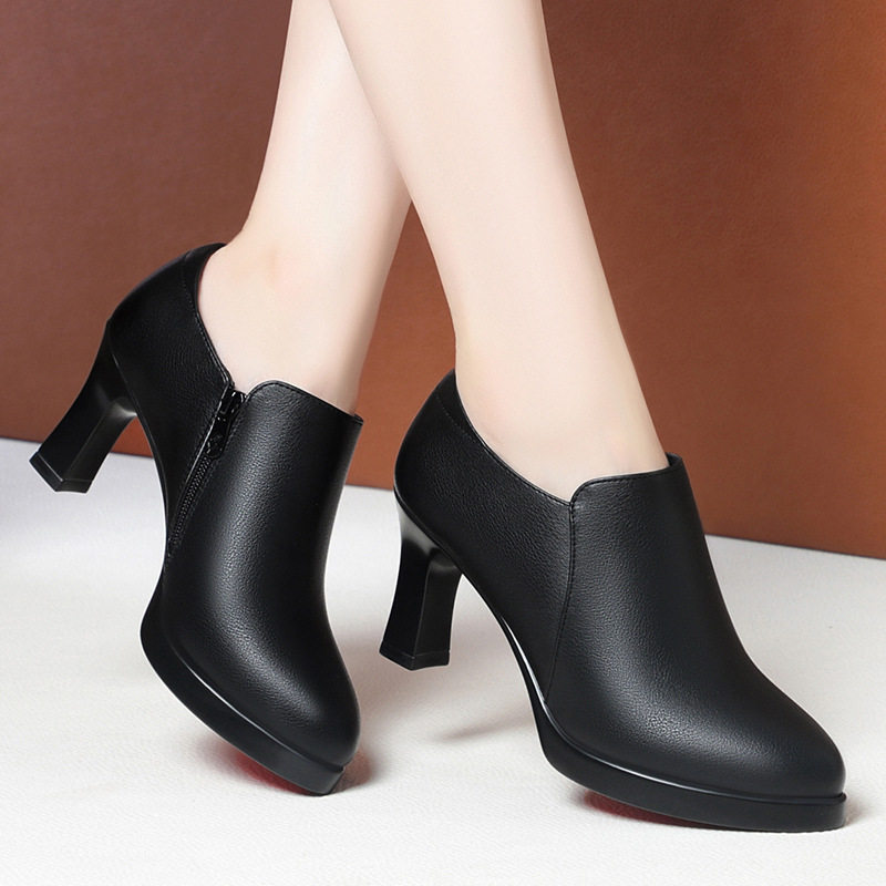 欧洲站高跟鞋女中老年软皮单鞋黑色工作鞋女士皮鞋妈妈鞋秋秋款舒,女鞋,婚鞋,淘宝优惠券,粉丝福利购,淘宝优惠卷