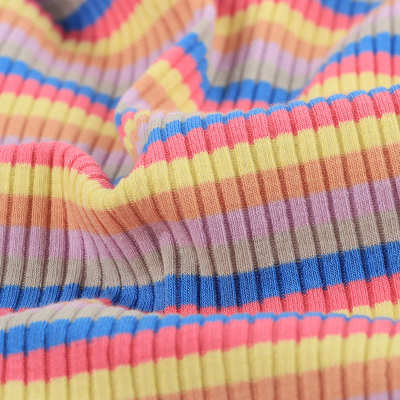 批发 32S棉拉架色织坑条螺纹 4*3棉氨纶条纹汗布 多巴胺针织面料