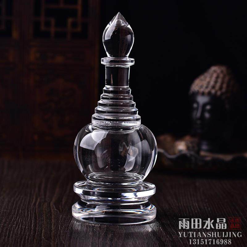 天然白水晶舍利塔塔装藏舍利子白水晶塔舍利塔摆件嘎乌结缘舍利瓶