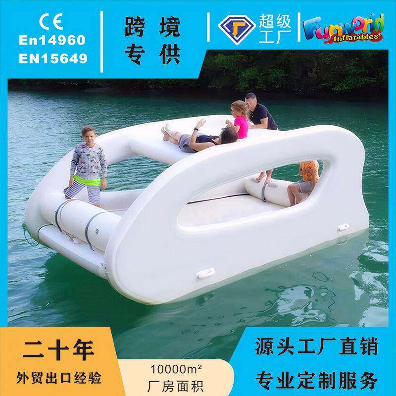 跨境欧美工厂直供水上充气游艇船屋户外出游游艇太阳能永动机浮台